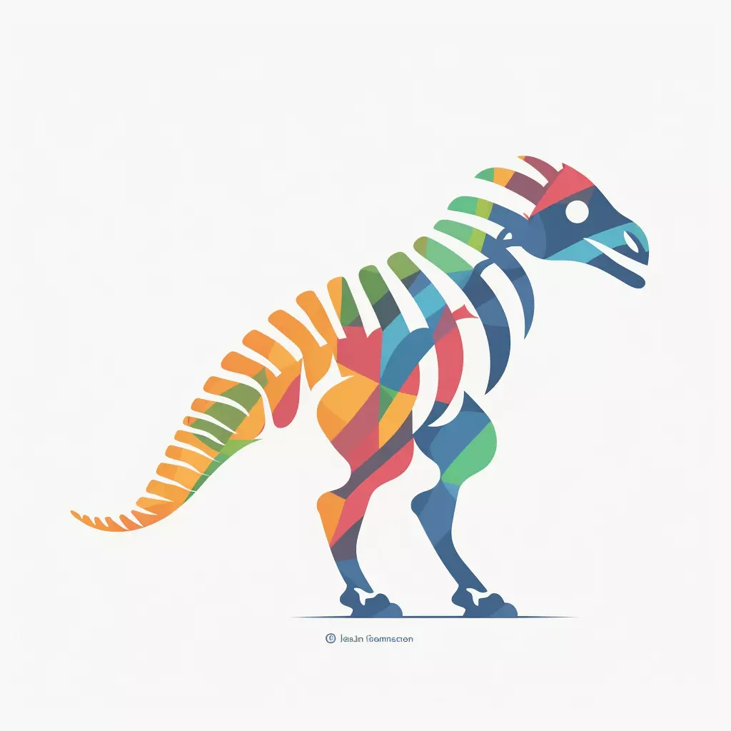 t  rex skeleton graphic design illustration of the skeleton with colors, in the style of bold geometric minimalism, stencils, stenciled iconography, shaped canvases, dinopunk, children's book illustrations, subtle tonal values 